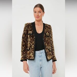 SELF-PORTRAIT Gold Sequin Jacket